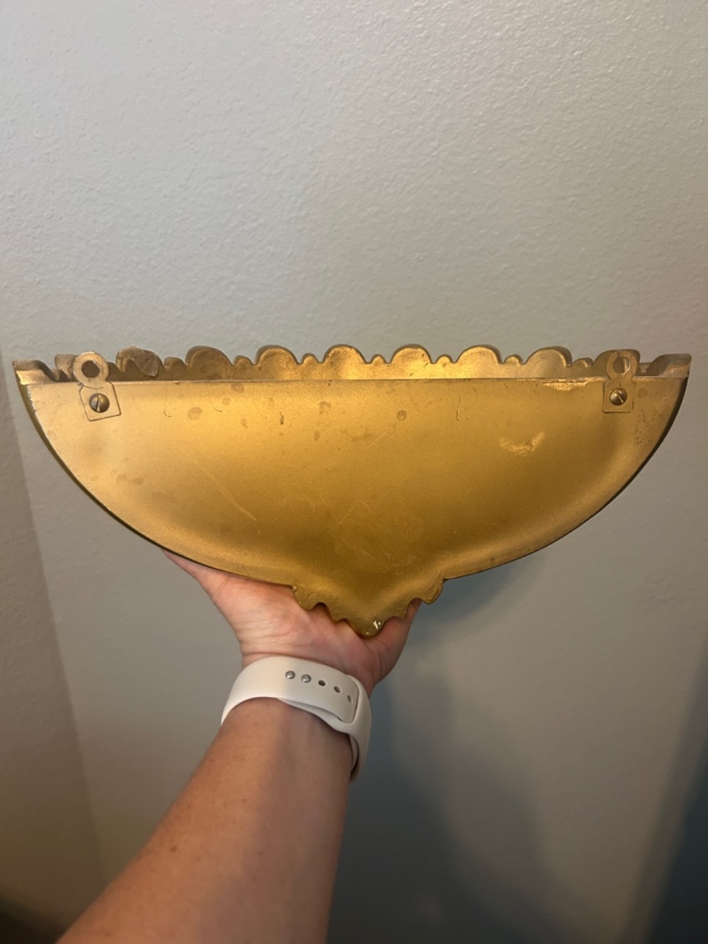 Vgt MCM Syroco fluted gold wall pocket. 12 inches - Picture 3 of 5
